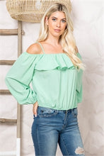 Load image into Gallery viewer, Mint Ruffle Top
