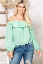 Load image into Gallery viewer, Mint Ruffle Top
