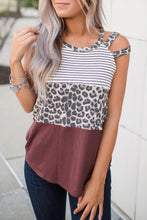 Load image into Gallery viewer, Striped Leopard Block Strappy Tank
