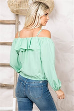 Load image into Gallery viewer, Mint Ruffle Top
