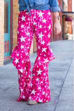 Load image into Gallery viewer, Pink Star Stretch Flares with Ruffle
